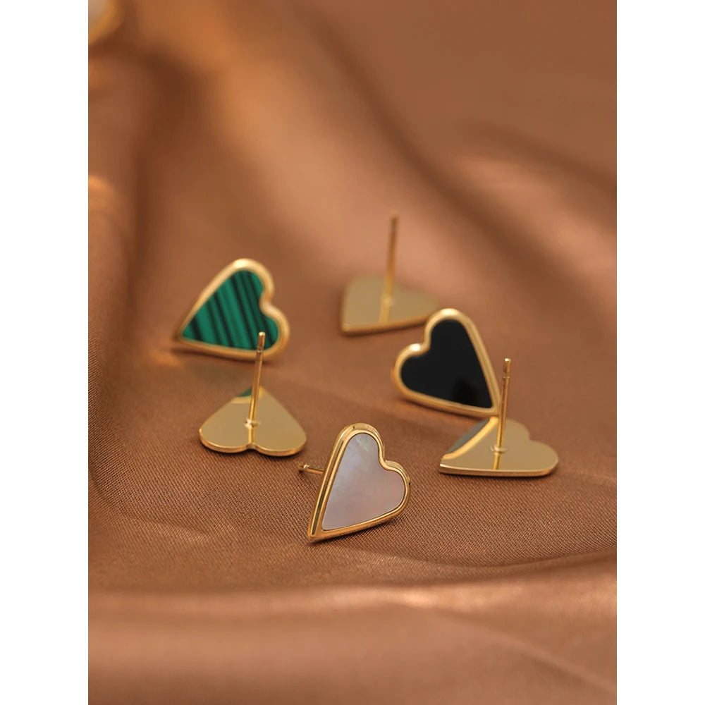 Shell Heart Stud Earrings