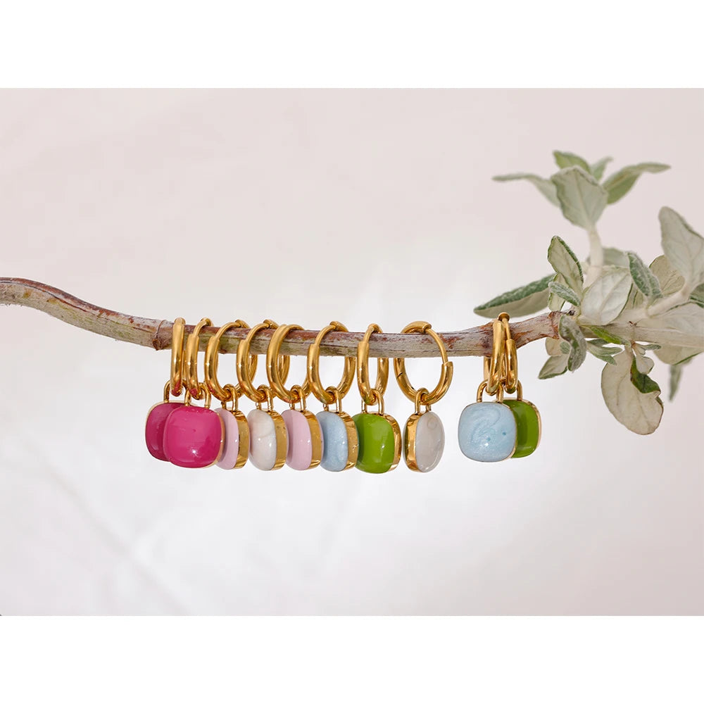 Colorful Enamel Candy Hoop Earrings