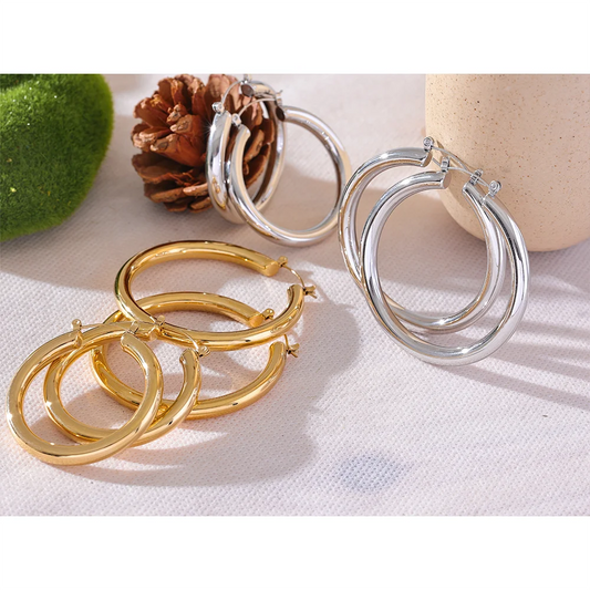 Round Hollow Hoop Earrings