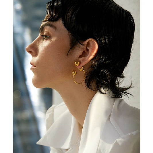 Metal Ball Hoop Earrings