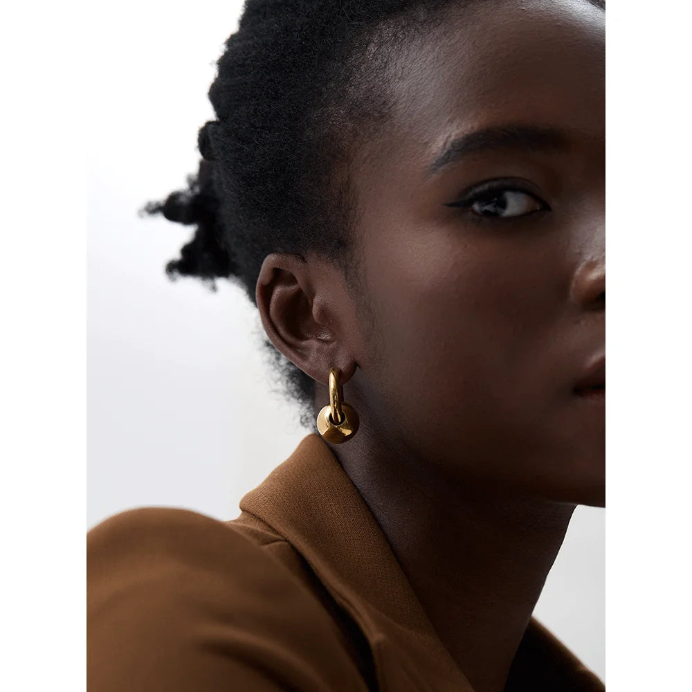 Metal Round Ball Hoop Earrings