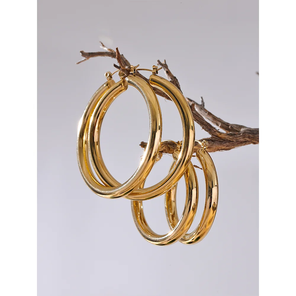 Round Hollow Hoop Earrings