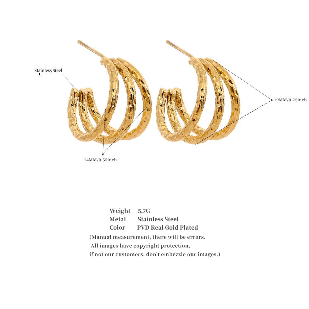 C Shape Geometric Hollow Earrings