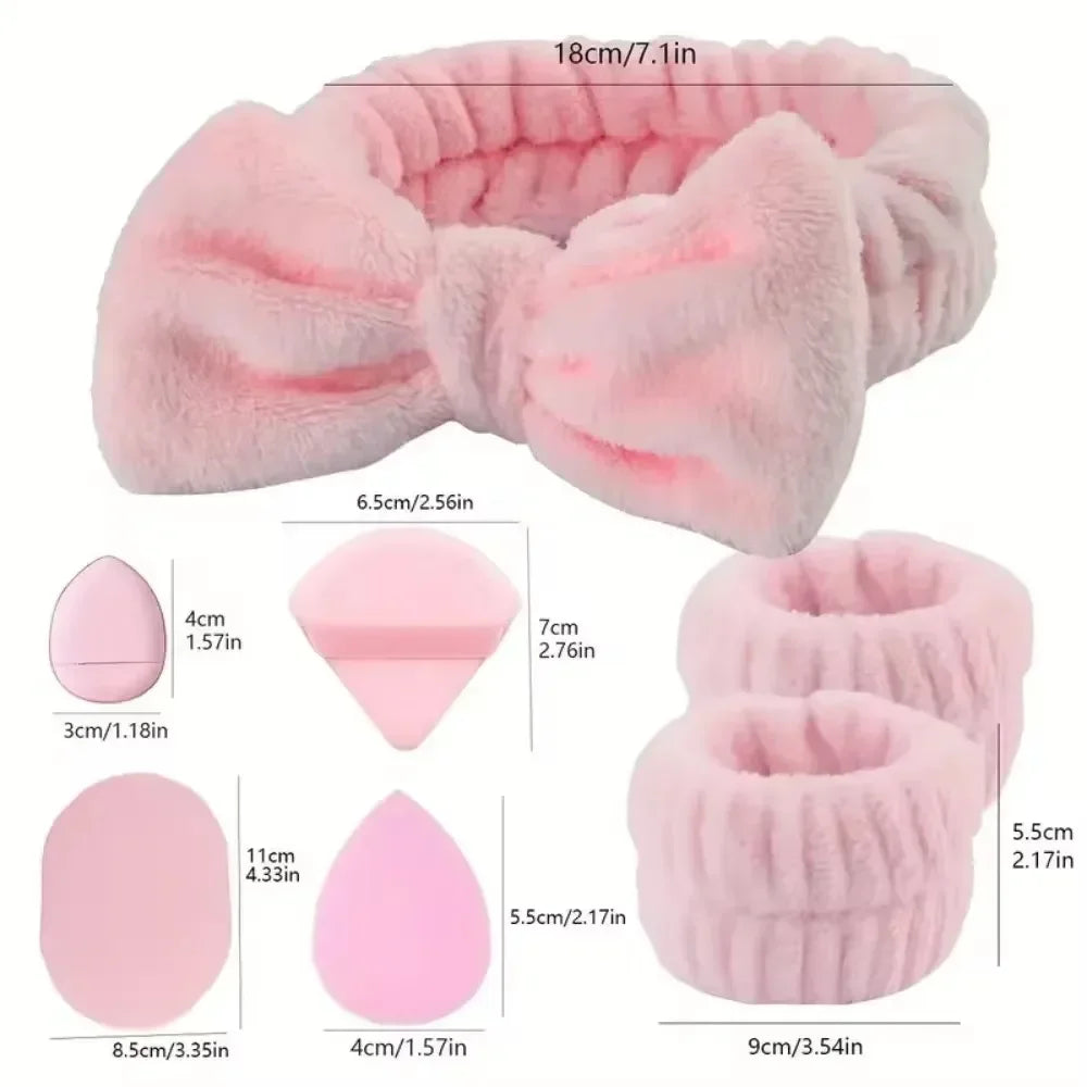 12/14Pcs Makeup Sponge Blender Beauty Foundation Sponges Cosmetic Powder Puff Wash Face Headband Wristband Make Up Accessories