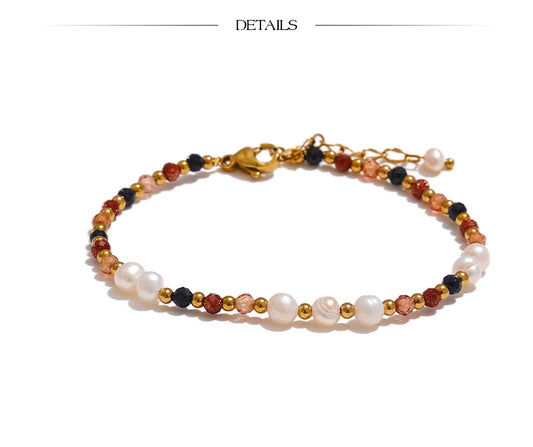 Natural Stone Freshwater Pearl  Bead  Bracelet