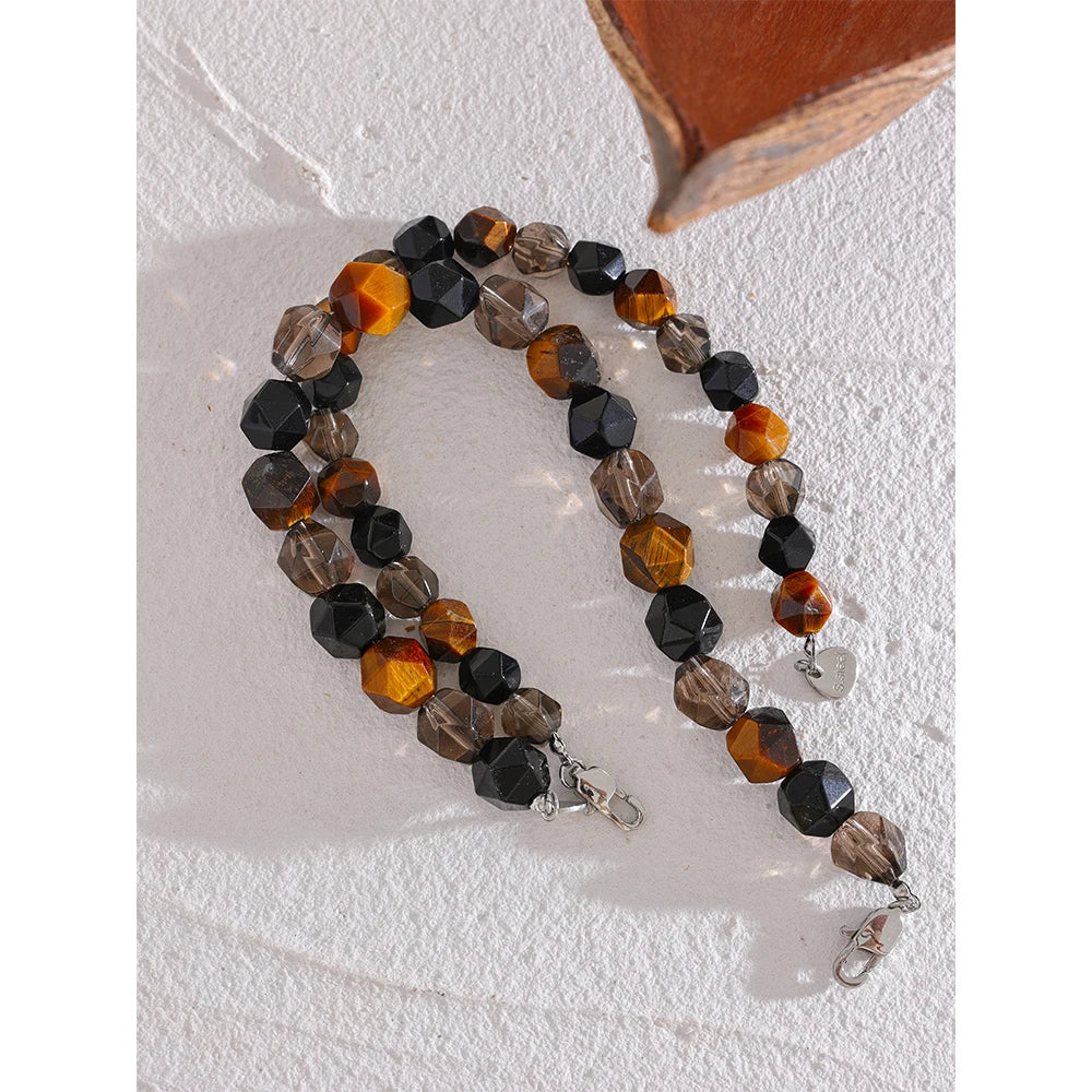 Natural Smoking Quartz Tiger Stone Beads Bracelet