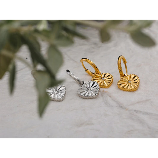 Heart Drop Hoop Earrings Charms