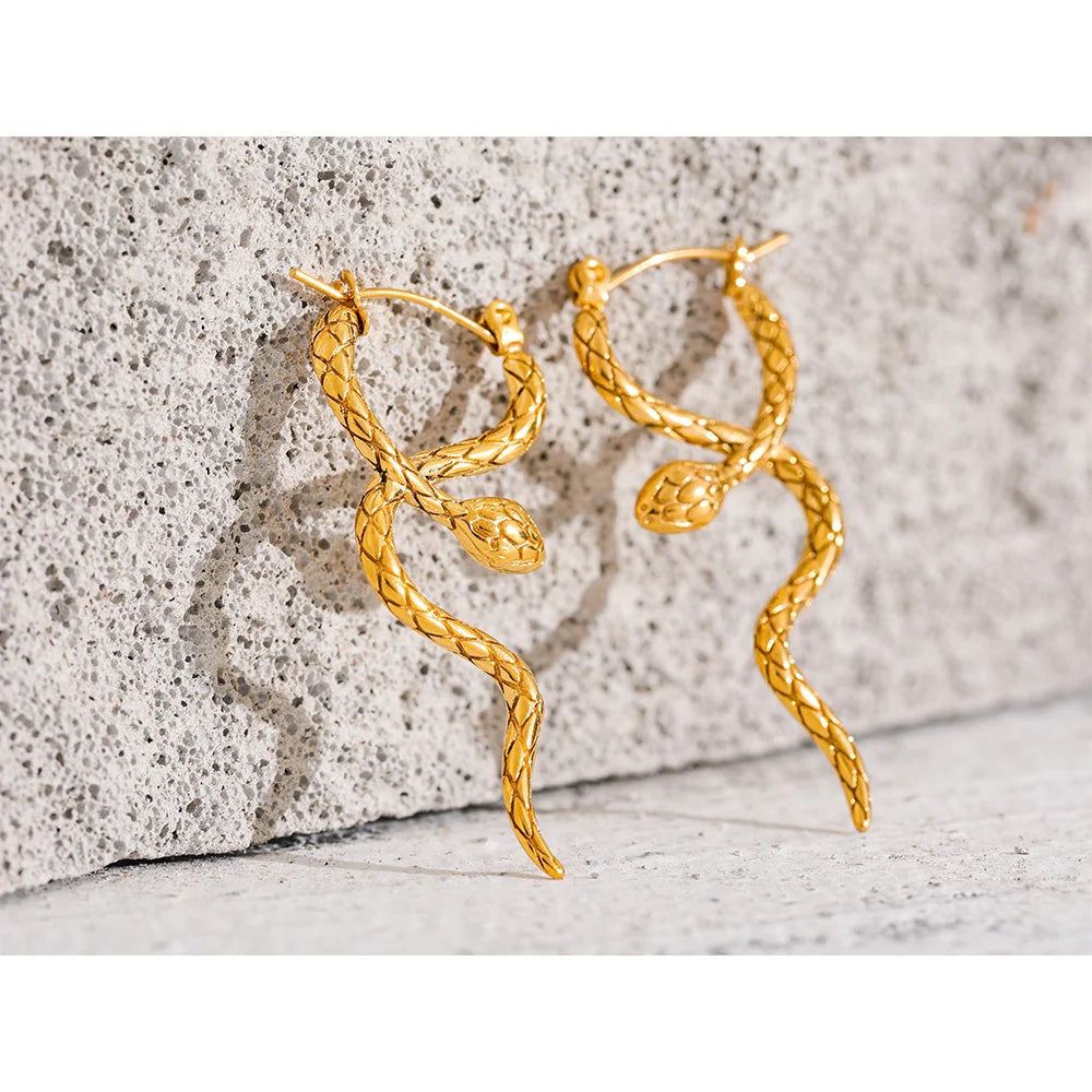 Snake Unusual Hoop Earrings