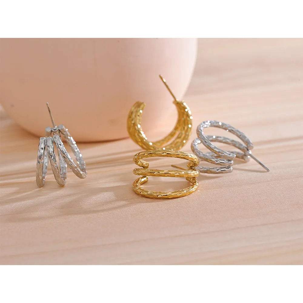 C Shape Geometric Hollow Earrings