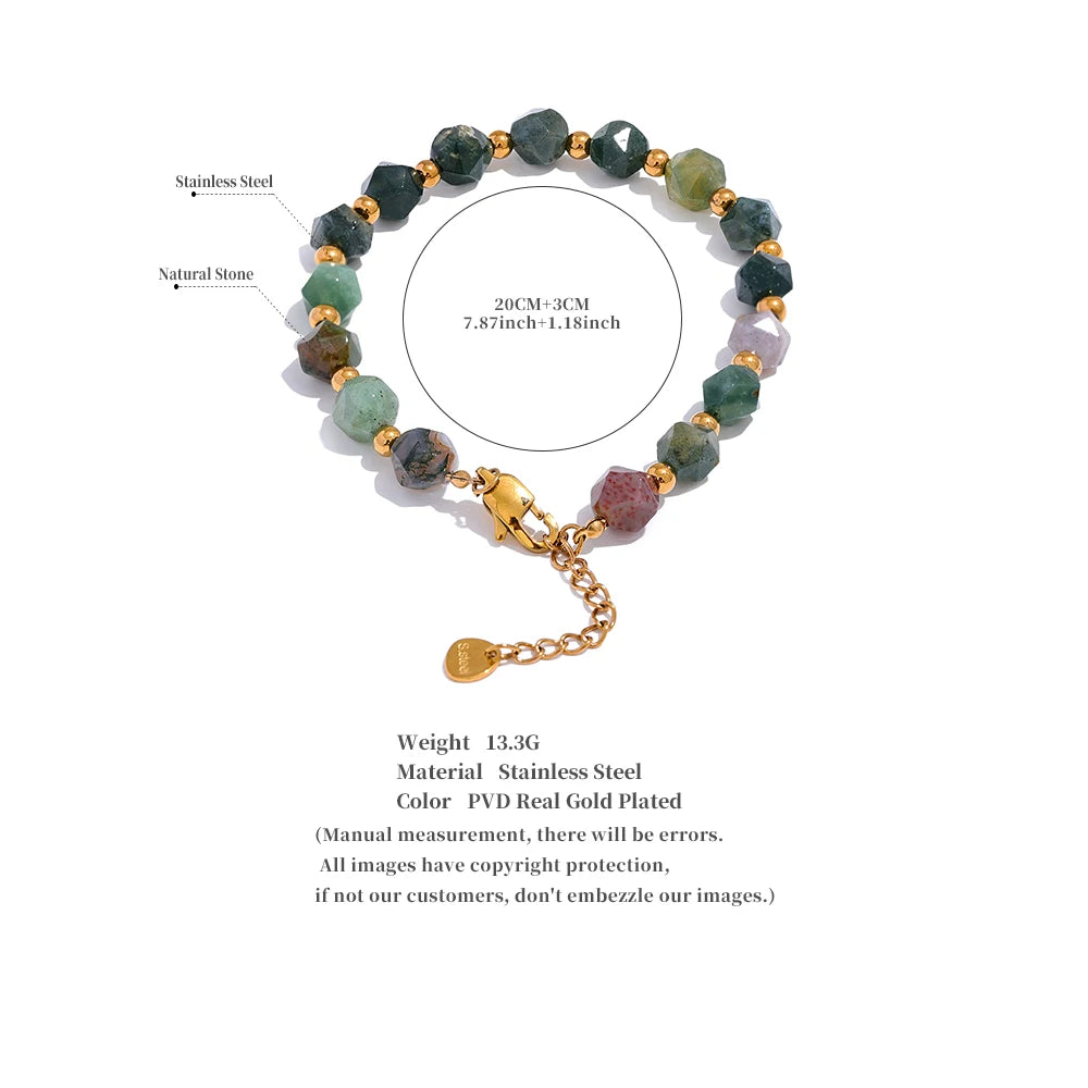 Indian Agate Natural Stone Beads Bracelet