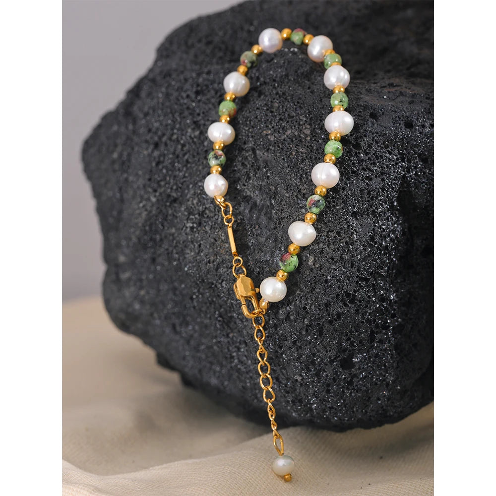 Natural Stone Freshwater Pearls Bracelet