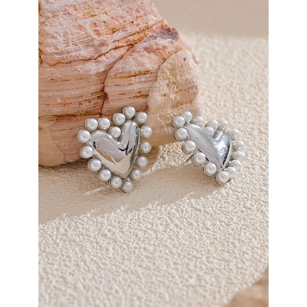 Heart Imitation Pearls Earrings