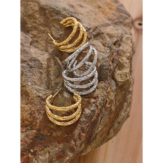 C Shape Geometric Hollow Earrings