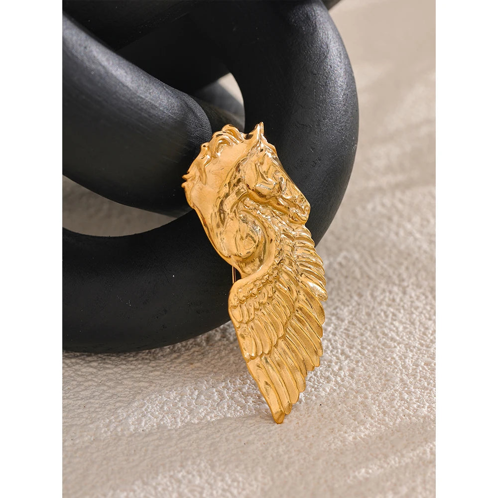 Horse Wing Golden Brooches