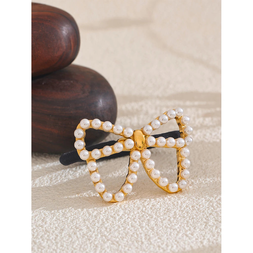 Pearls Bowknot Bowtie Hairpin