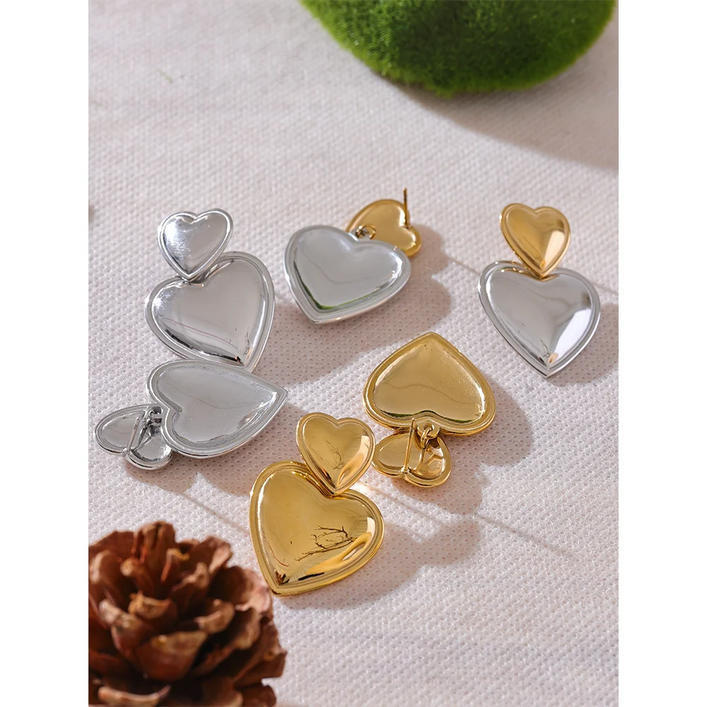 Glossy Smooth Heart Drop Dangle Earrings