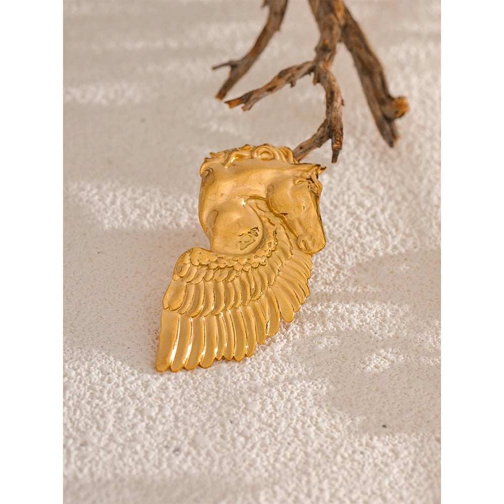 Horse Wing Golden Brooches