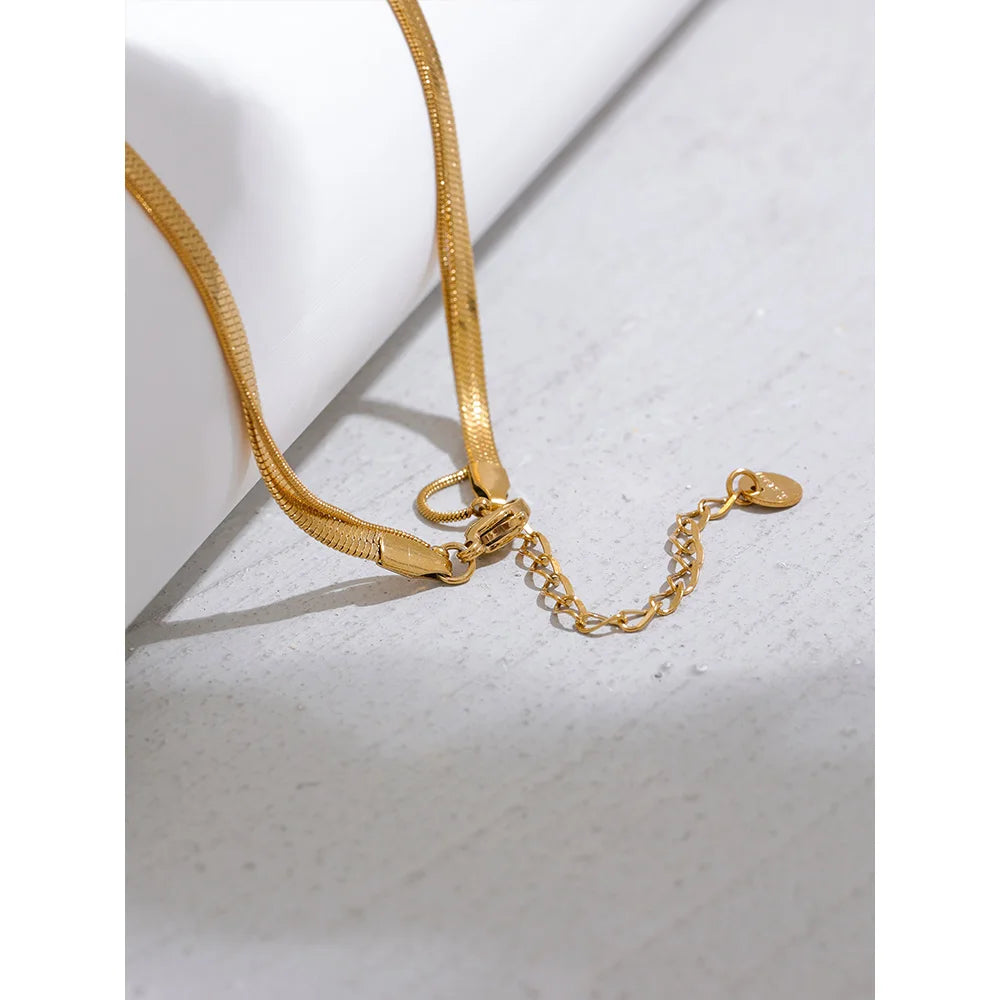 Snake Chain Double Layer Drop Pendant Necklace