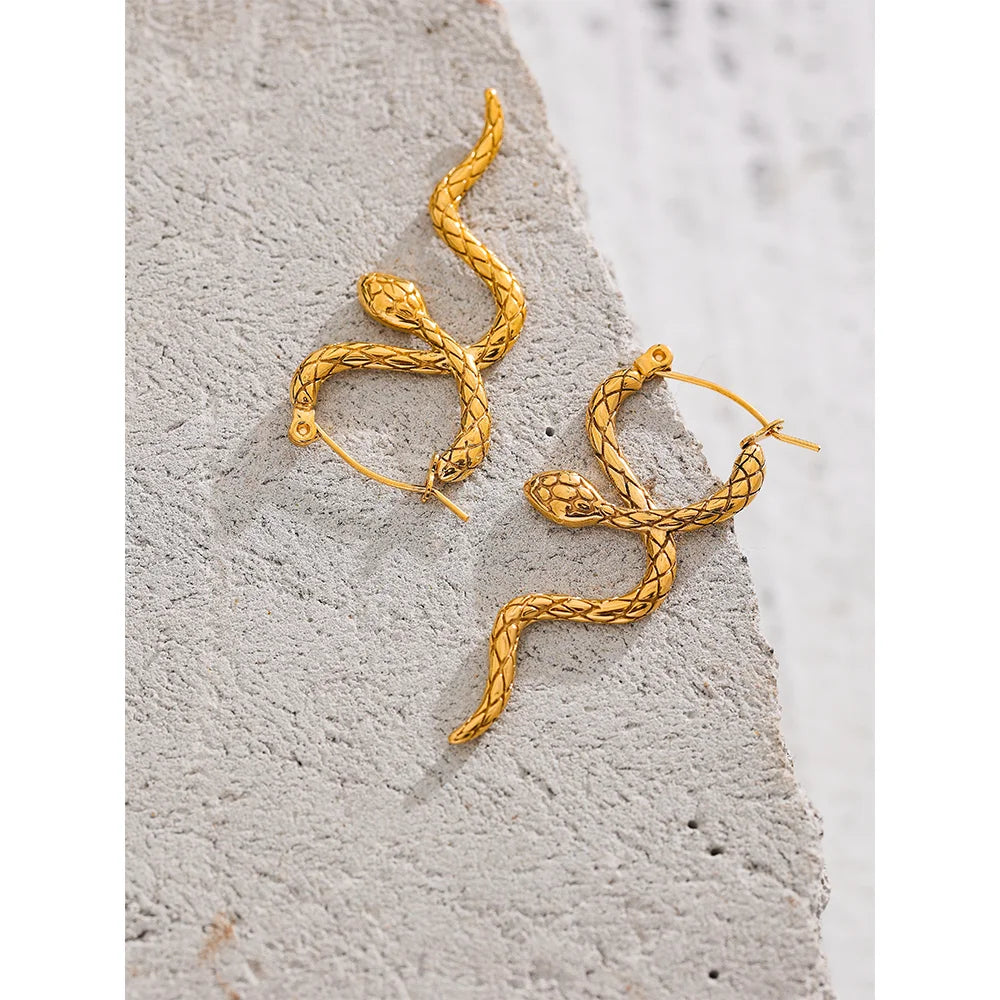 Snake Unusual Hoop Earrings