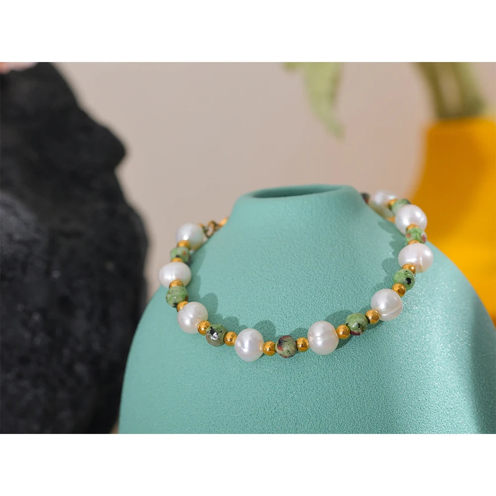 Natural Stone Freshwater Pearls Bracelet