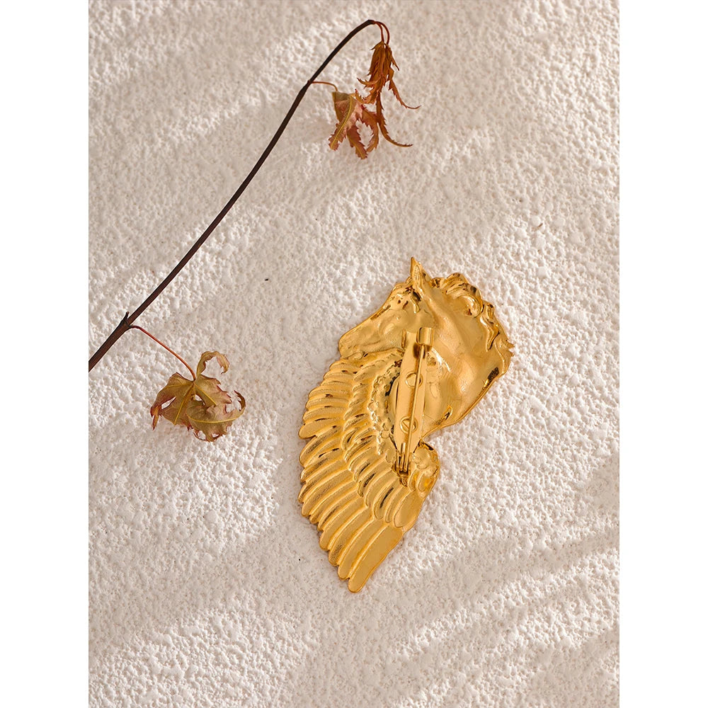 Horse Wing Golden Brooches