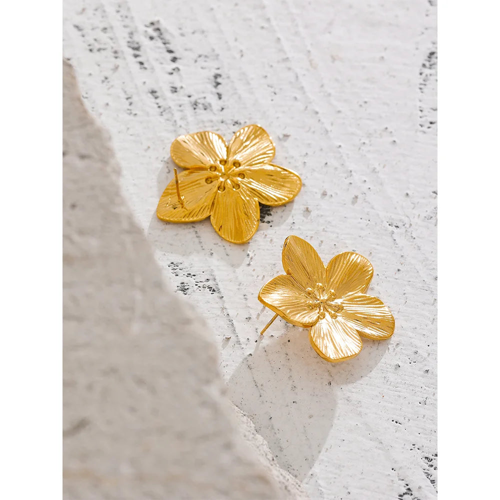 Gold Color Flower Earrings