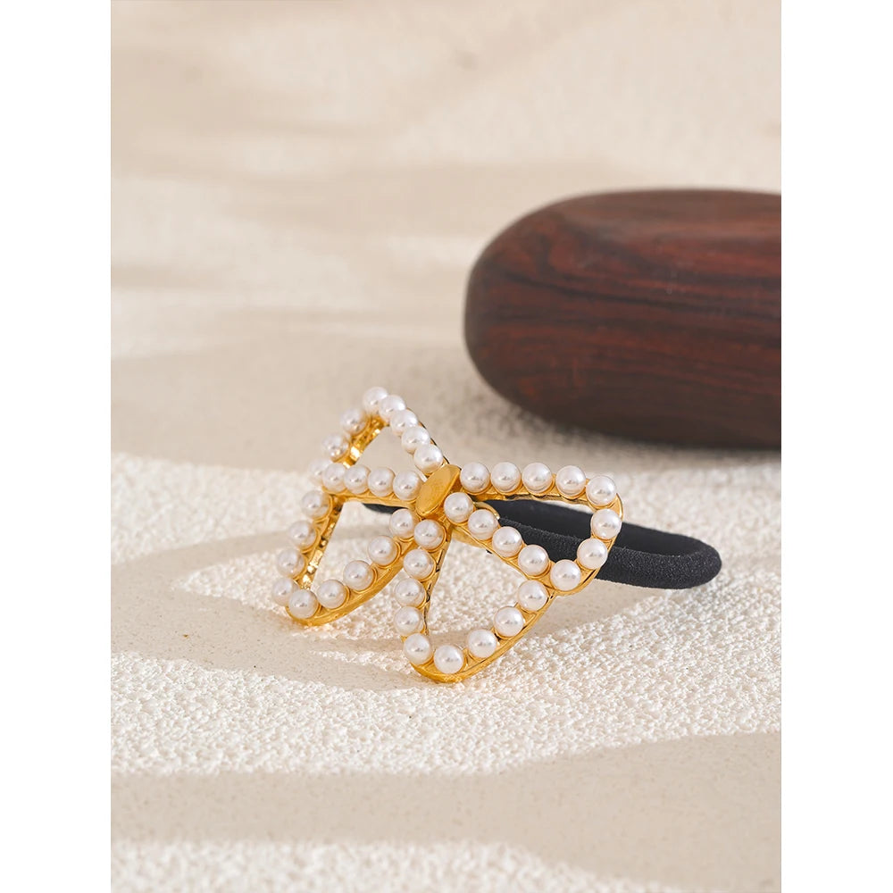 Pearls Bowknot Bowtie Hairpin