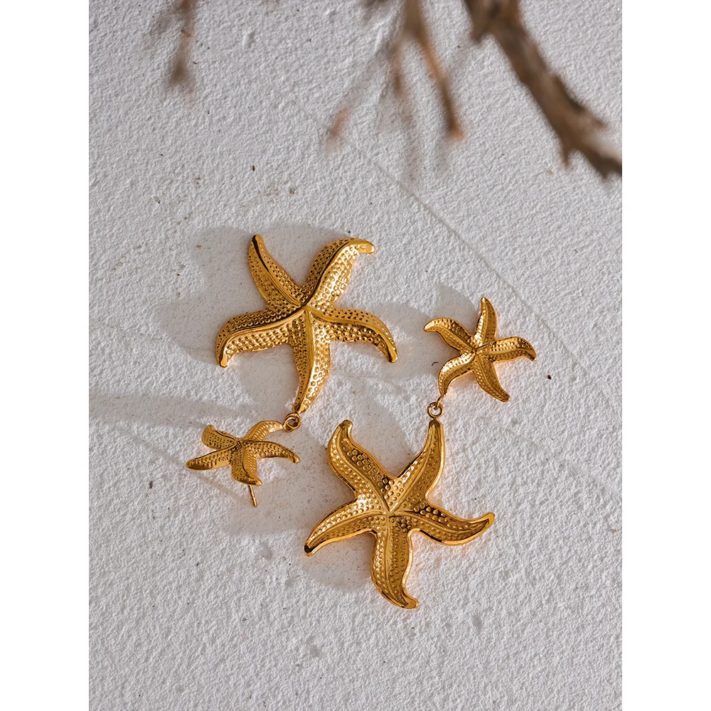 Starfish Drop Dangle Statement Earrings