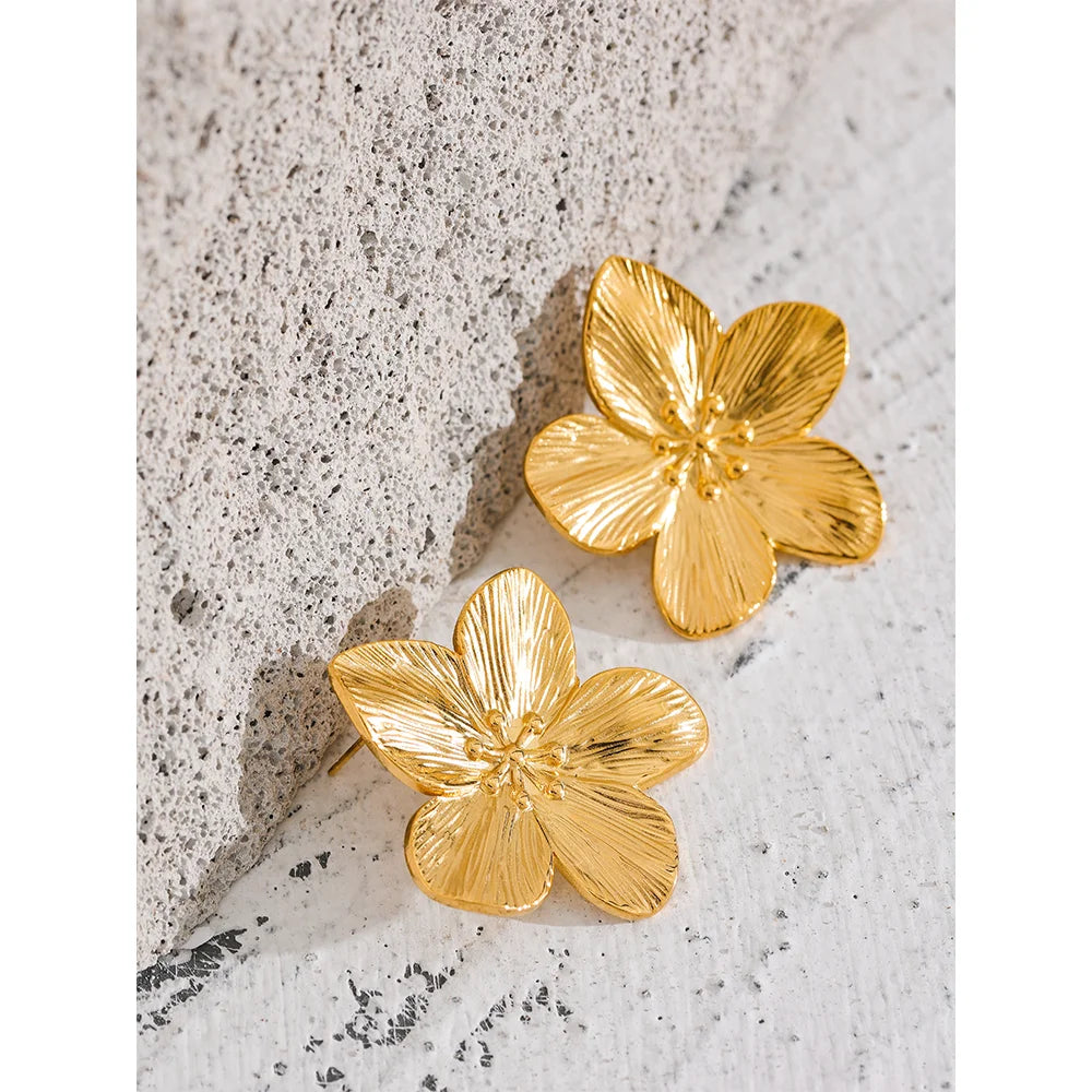 Gold Color Flower Earrings